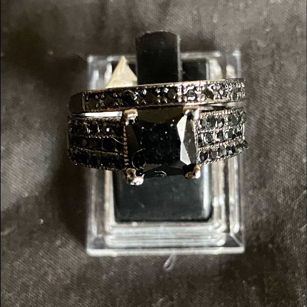 HP💎Black Sapphire 14KT Black Gold Filled Ring Set - Picture 8 of 15
